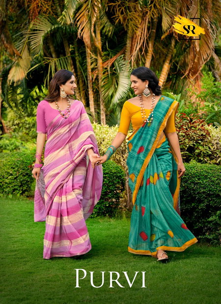 Purvi By Sr Soft Cotton Printed Weaving Border Saree Wholesale In India